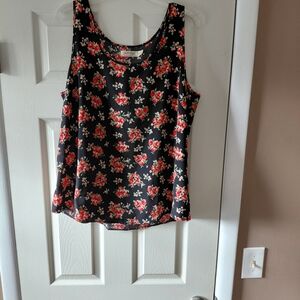 Faded Glory Black Floral Tank Top